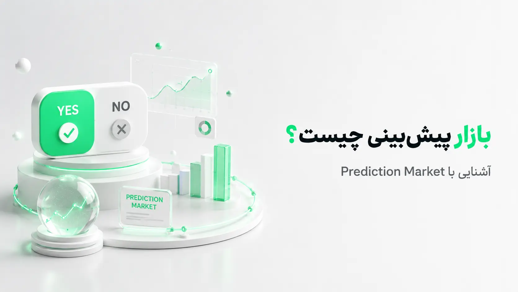 تصویر آموزشی بازار پیش‌بینی (Prediction Market) و قراردادهای بله و خیر در بازارهای مالی