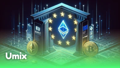 لوگوی اتریوم و بیت کوین در درگاه نمادین اتحادیه اروپا مرتبط با دریافت مجوز MiCA برای BitGo
