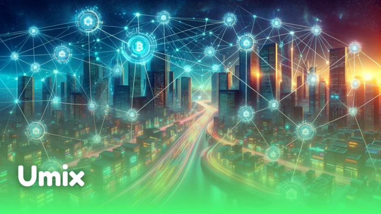 شبکه ارتباطی غیرمتمرکز و گره‌های نورانی بر فراز شهر نماد توسعه بلاکچین AIOZ Network