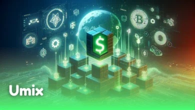 مکعب درخشان با علامت دلار و نمادهای بلاک‌چین نماد استیبل‌کوین‌ها در همکاری LINE NEXT و Tether برای توسعه Web3.